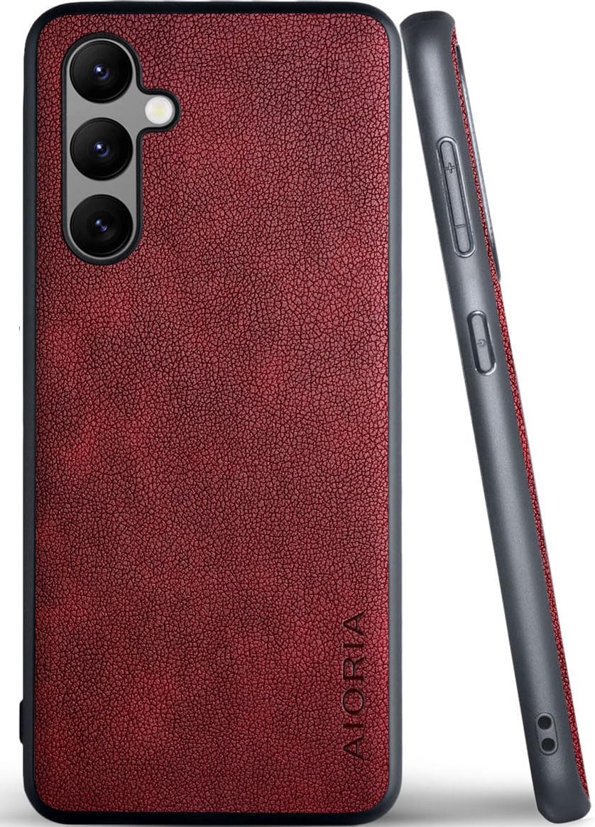 for Samsung Galaxy A Series Case A17 A56 A36 A26 A16 A55 A35 A25 A15 Premium Leather Cover Retro Design Full Protective Phone Case for Samsung Galaxy A26 5G (Red, A26)