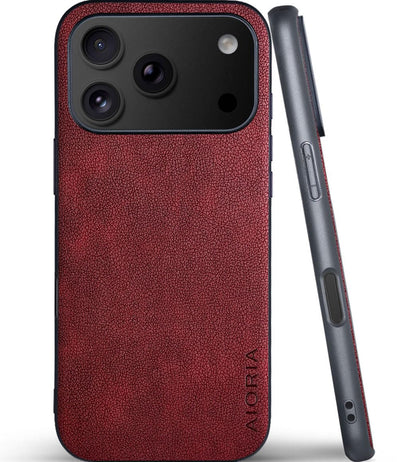 AIORIA for iPhone 18 Pro Max Case Premium Leather Cover Retro Design Full Protective Case (Red, for iPhone 18 Pro Max)