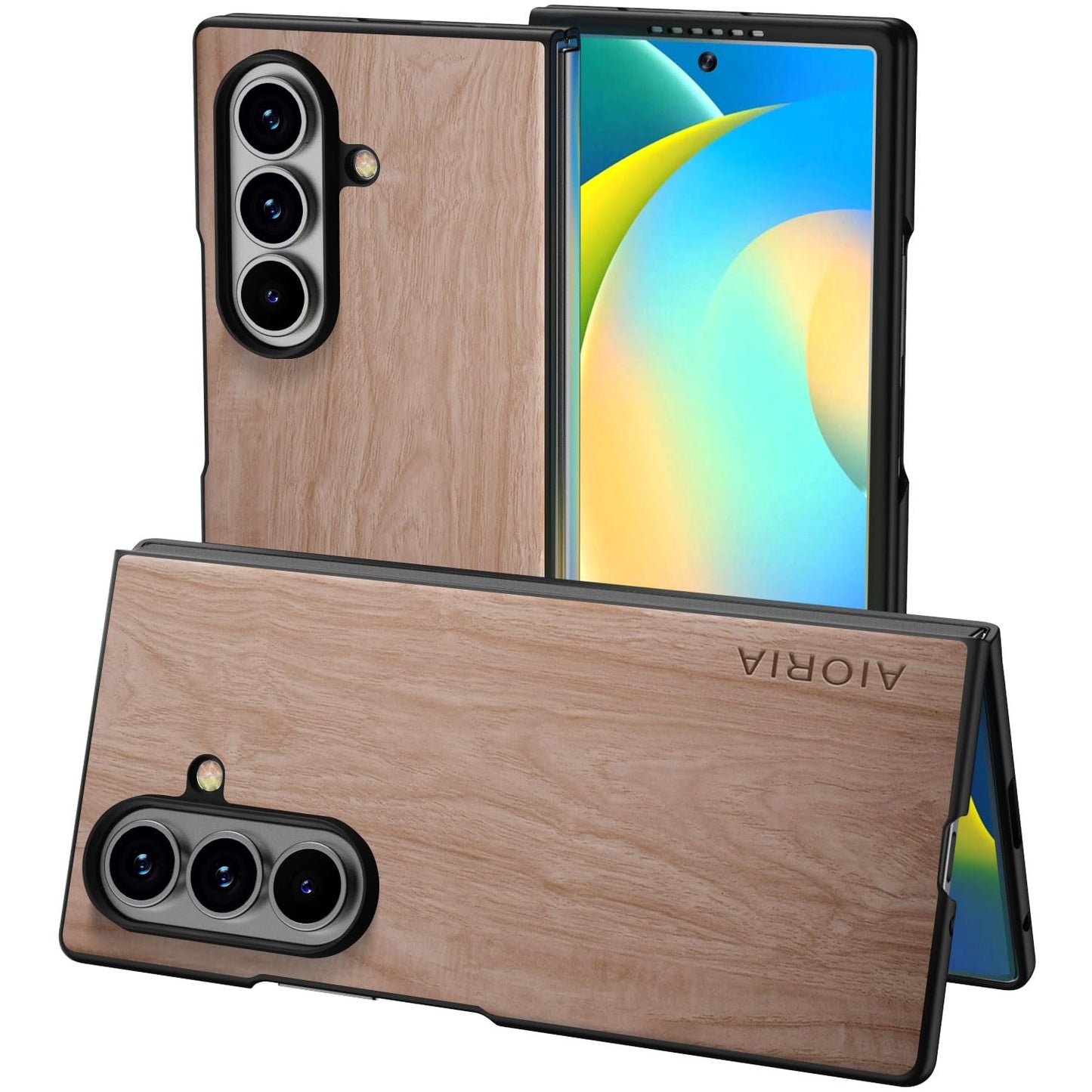 Case for Samsung Galaxy Z Fold 7 5G funda Bamboo Wood Pattern PU Leather Back Cover for Samsung Galaxy z fold7 zfold7 case (Blue, Galaxy Z Fold 7)