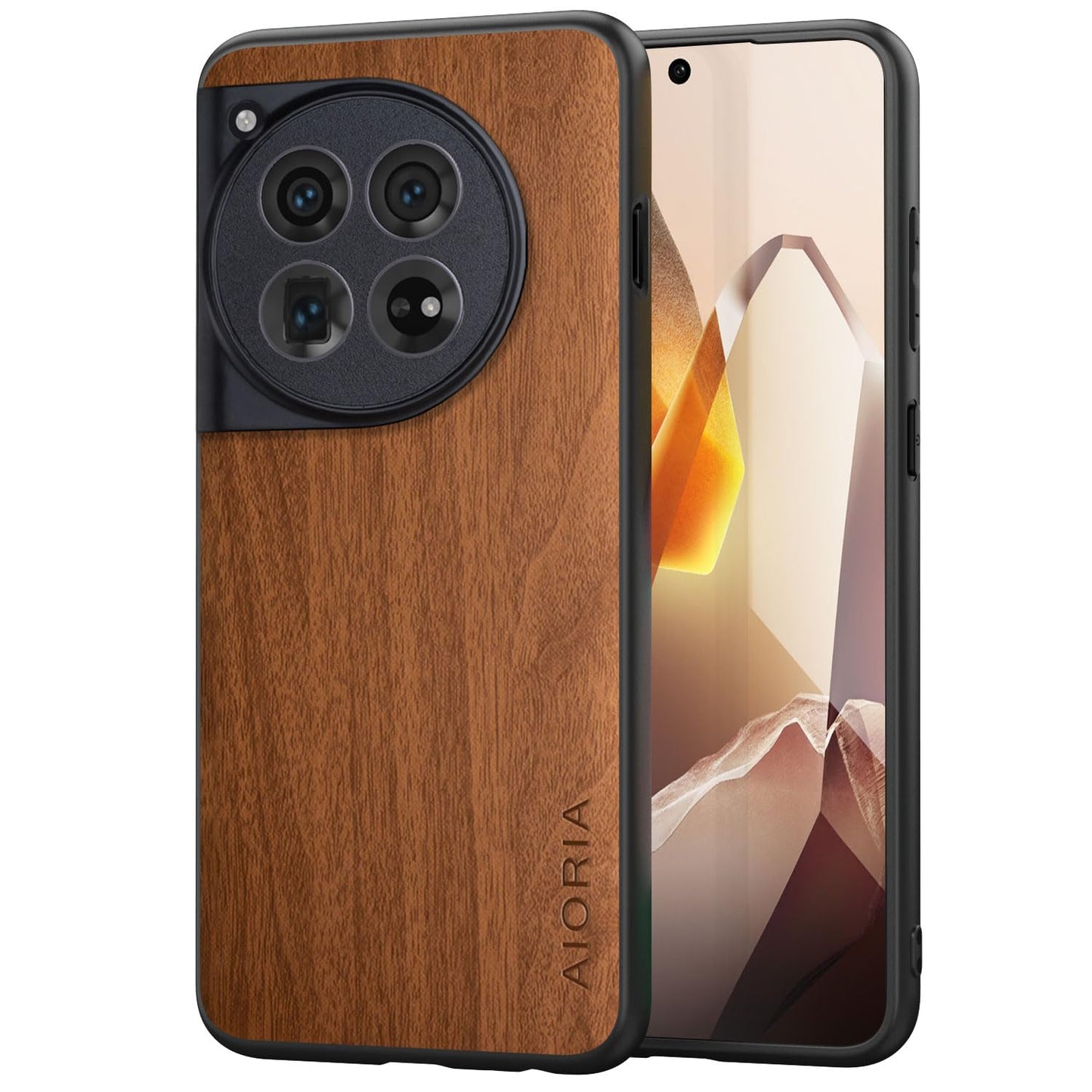 Case for OnePlus 13 5G funda Bamboo Wood Pattern PU Leather Back Cover for oneplus 13 case (Brown, OnePlus 13)
