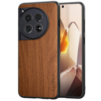 Case for OnePlus 13 5G funda Bamboo Wood Pattern PU Leather Back Cover for oneplus 13 case (Brown, OnePlus 13)