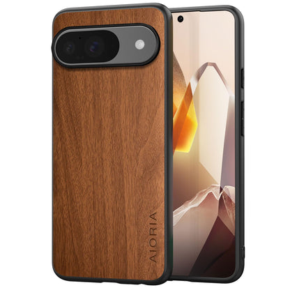 Case for Google Pixel 9 Pro XL 5G funda Bamboo Wood Pattern PU Leather Back Cover for Google 9 proxl case (Blue, Pixel 9 Pro XL)