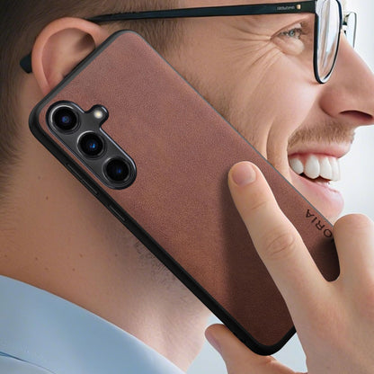 for Samsung Galaxy S25 Plus Case Simple Classic Design Durable Premium PU Leather Phone Case (Brown, for Samsung Galaxy S25 Plus)