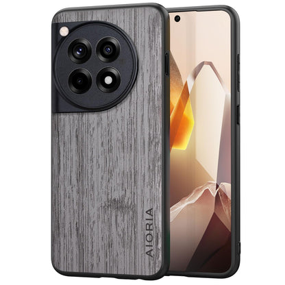 Case for Oneplus 12 12R Imitation Bamboo Pattern PU Leather Design Phone Case Protective Cover