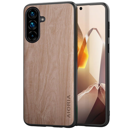 Case for Samsung Galaxy A17 5G funda Bamboo Wood Pattern PU Leather Back Cover for Samsung Galaxy a17 case (Yellow, Galaxy A17)