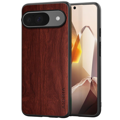 Case for Google Pixel 9 Pro XL 5G funda Bamboo Wood Pattern PU Leather Back Cover for Google 9 proxl case (Blue, Pixel 9 Pro XL)