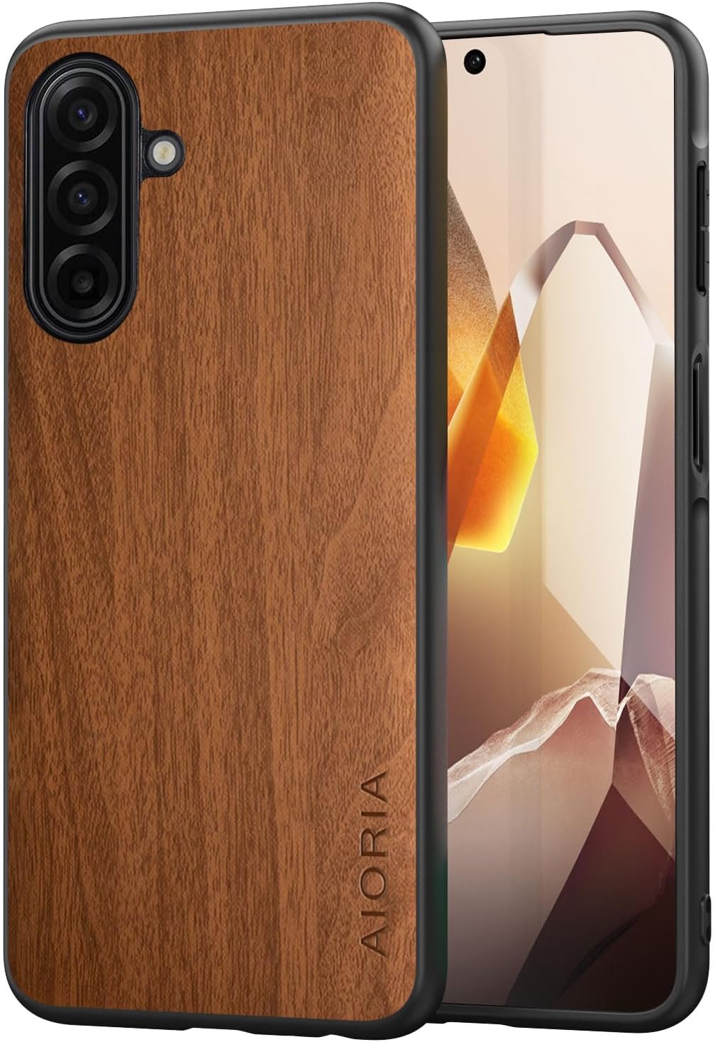 Case for Samsung Galaxy A17 5G funda Bamboo Wood Pattern PU Leather Back Cover for Samsung Galaxy a17 case (Yellow, Galaxy A17)