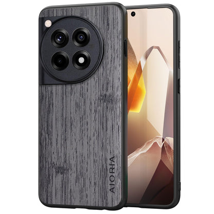 Case for Oneplus 12 12R Imitation Bamboo Pattern PU Leather Design Phone Case Protective Cover
