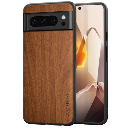Case for Google Pixel 9 Pro XL 5G funda Bamboo Wood Pattern PU Leather Back Cover for Google 9 proxl case (Blue, Pixel 9 Pro XL)