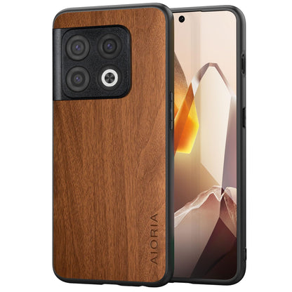 Case for OnePlus 13 5G funda Bamboo Wood Pattern PU Leather Back Cover for oneplus 13 case (Brown, OnePlus 13)