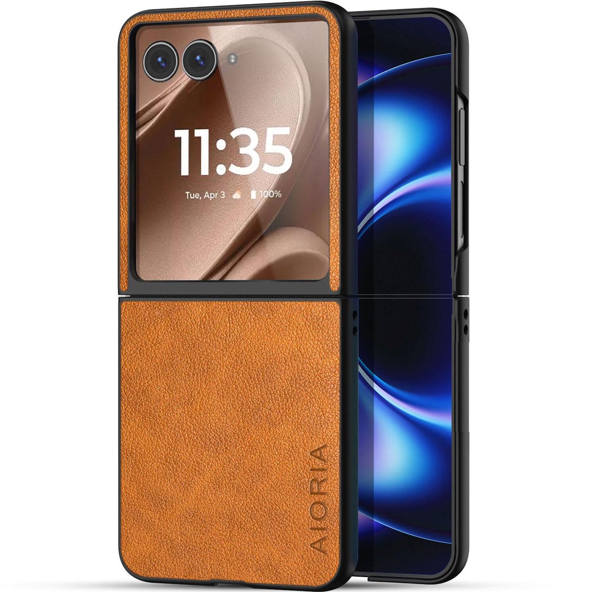 AIORIA for Motorola Razr Ultra 2026 Case Compatible Motorola Razr Ultra 2025 Case Premium Leather Cover Retro Design Full Protective Case (Coffee, for Razr Ultra 2026/2025)