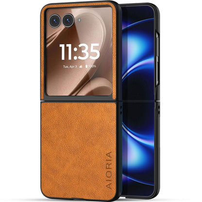 AIORIA for Motorola Razr Ultra 2026 Case Compatible Motorola Razr Ultra 2025 Case Premium Leather Cover Retro Design Full Protective Case (Coffee, for Razr Ultra 2026/2025)