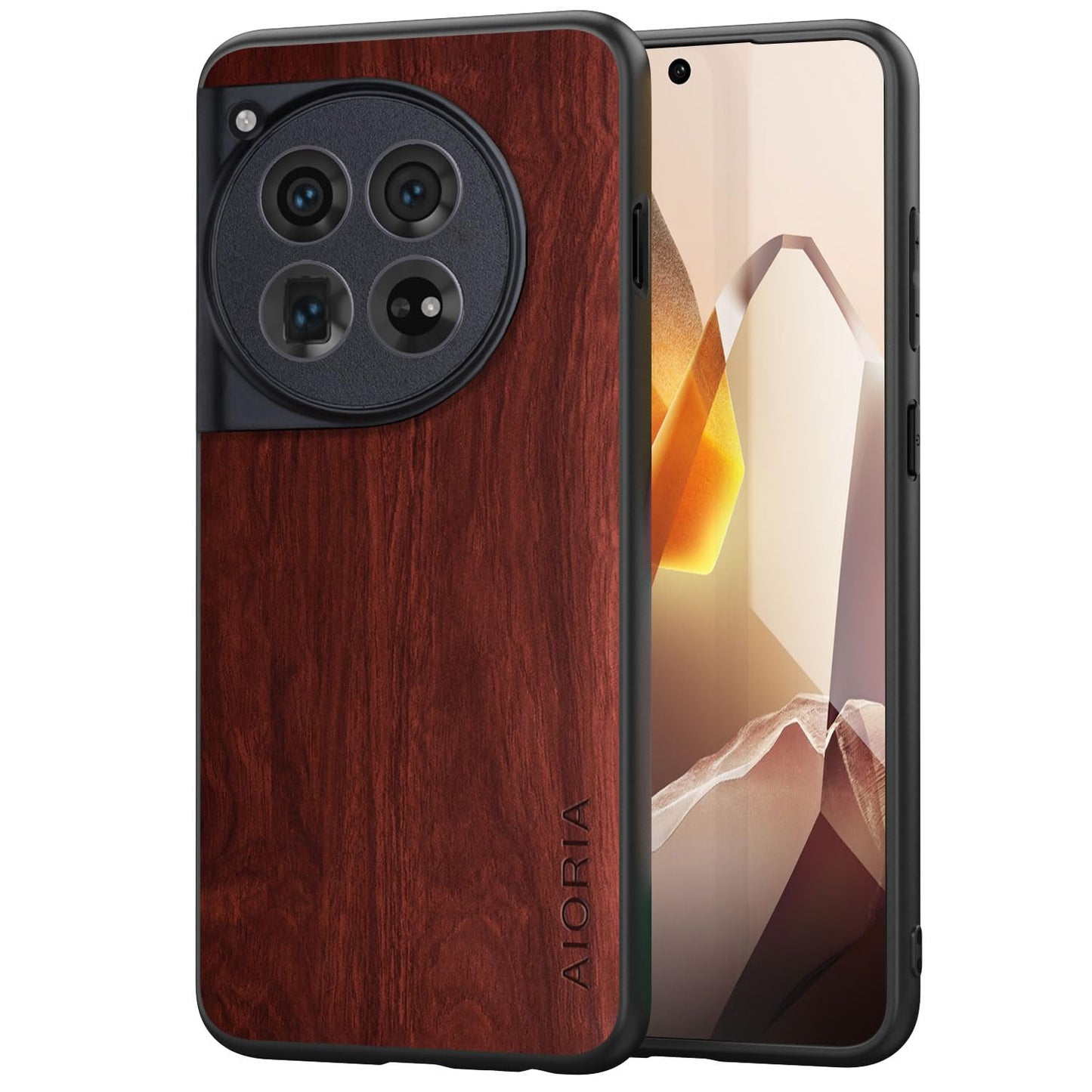 Case for OnePlus 13 5G funda Bamboo Wood Pattern PU Leather Back Cover for oneplus 13 case (Brown, OnePlus 13)