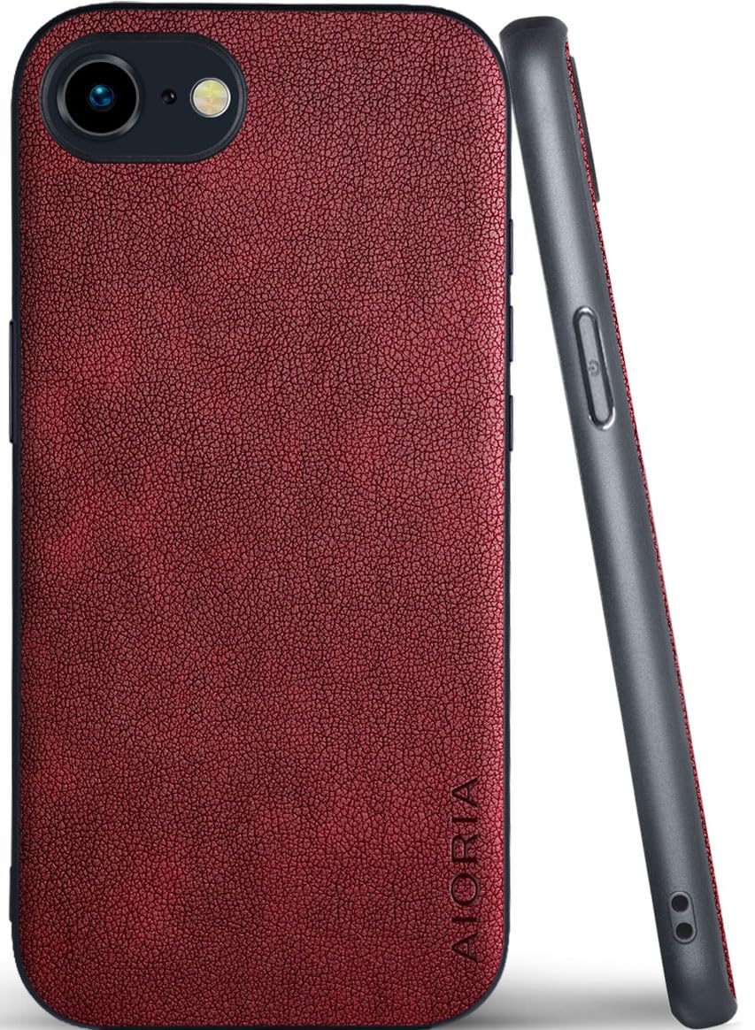 AIORIA for iPhone 18 Pro Max Case Premium Leather Cover Retro Design Full Protective Case (Red, for iPhone 18 Pro Max)