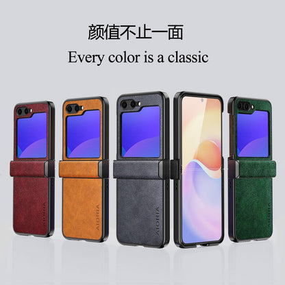 for Samsung Galaxy Z Flip 6 Case, Premium Leather Phone Cover Retro Design Full Protective Case for Samsung Galaxy Z Flip 6 Flip6 5G (Gray, Z Flip 6)