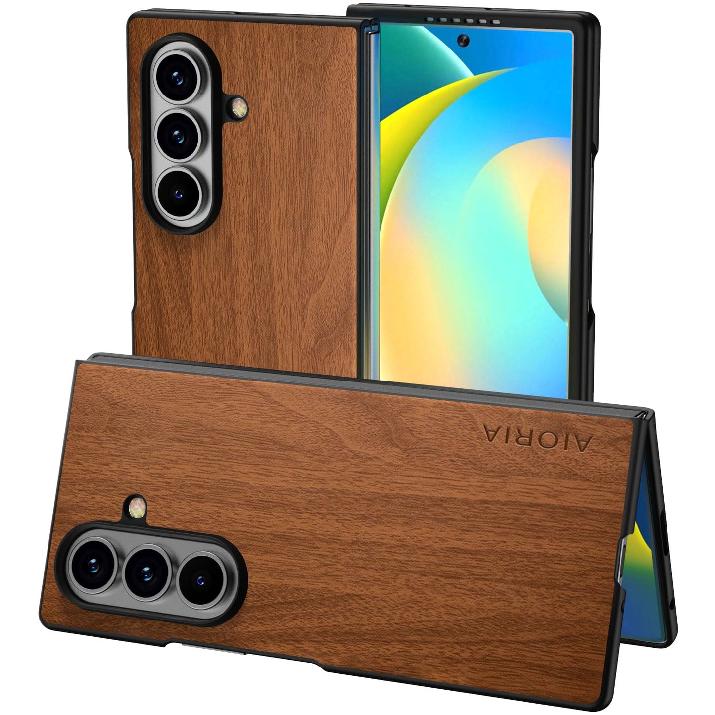 Case for Samsung Galaxy Z Fold 7 5G funda Bamboo Wood Pattern PU Leather Back Cover for Samsung Galaxy z fold7 zfold7 case (Blue, Galaxy Z Fold 7)