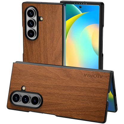 Case for Samsung Galaxy Z Fold 7 5G funda Bamboo Wood Pattern PU Leather Back Cover for Samsung Galaxy z fold7 zfold7 case (Blue, Galaxy Z Fold 7)
