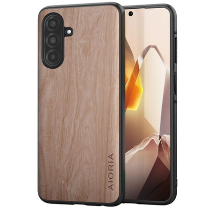 Case for Samsung Galaxy A17 5G funda Bamboo Wood Pattern PU Leather Back Cover for Samsung Galaxy a17 case (Yellow, Galaxy A17)