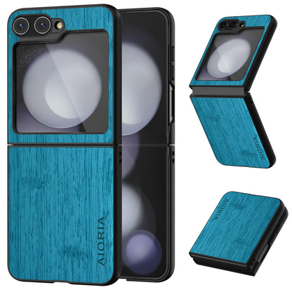 case for Samsung Galaxy Z Flip 5 6 7 Imitation Bamboo Pattern PU Leather Phone Case Protective Cover