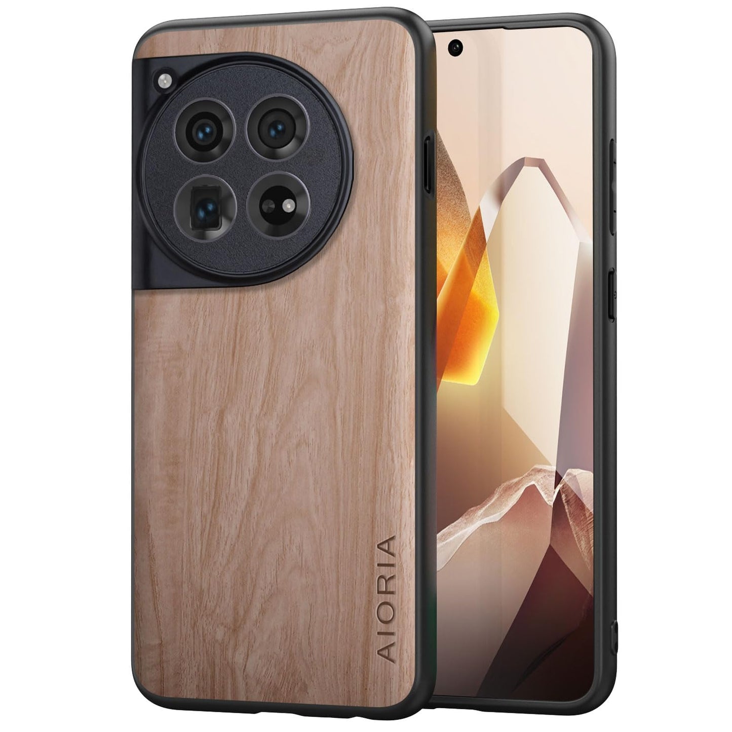 Case for OnePlus 13 5G funda Bamboo Wood Pattern PU Leather Back Cover for oneplus 13 case (Brown, OnePlus 13)