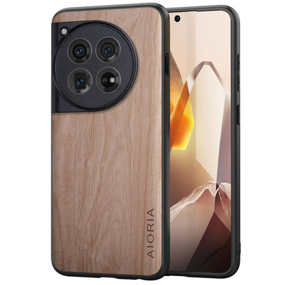 Case for OnePlus 13 5G funda Bamboo Wood Pattern PU Leather Back Cover for oneplus 13 case (Brown, OnePlus 13)