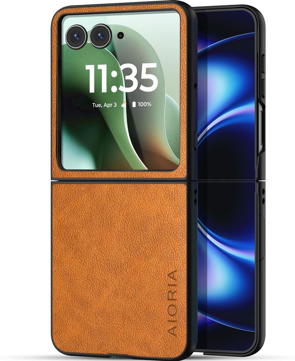 AIORIA for Motorola Razr Ultra 2026 Case Compatible Motorola Razr Ultra 2025 Case Premium Leather Cover Retro Design Full Protective Case (Coffee, for Razr Ultra 2026/2025)