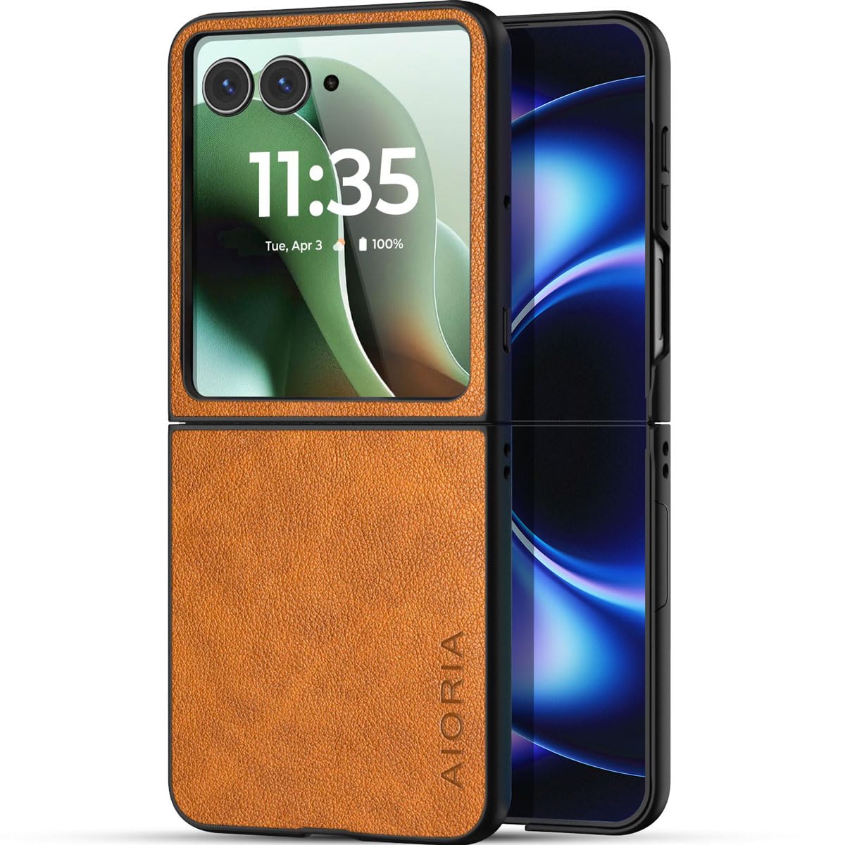 AIORIA for Motorola Razr Ultra 2026 Case Compatible Motorola Razr Ultra 2025 Case Premium Leather Cover Retro Design Full Protective Case (Coffee, for Razr Ultra 2026/2025)