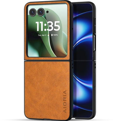 AIORIA for Motorola Razr Ultra 2026 Case Compatible Motorola Razr Ultra 2025 Case Premium Leather Cover Retro Design Full Protective Case (Coffee, for Razr Ultra 2026/2025)