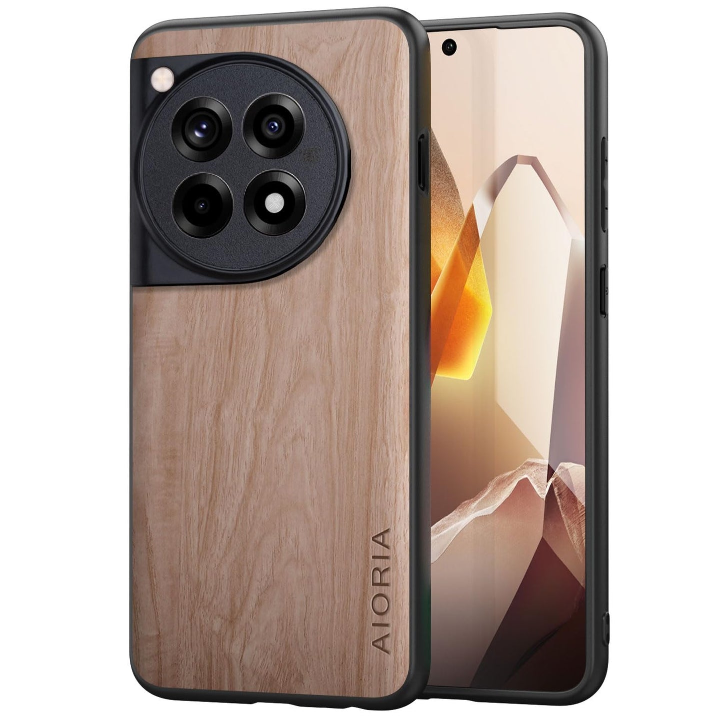 Case for OnePlus 13 5G funda Bamboo Wood Pattern PU Leather Back Cover for oneplus 13 case (Brown, OnePlus 13)