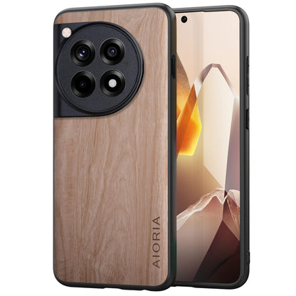 Case for OnePlus 13 5G funda Bamboo Wood Pattern PU Leather Back Cover for oneplus 13 case (Brown, OnePlus 13)