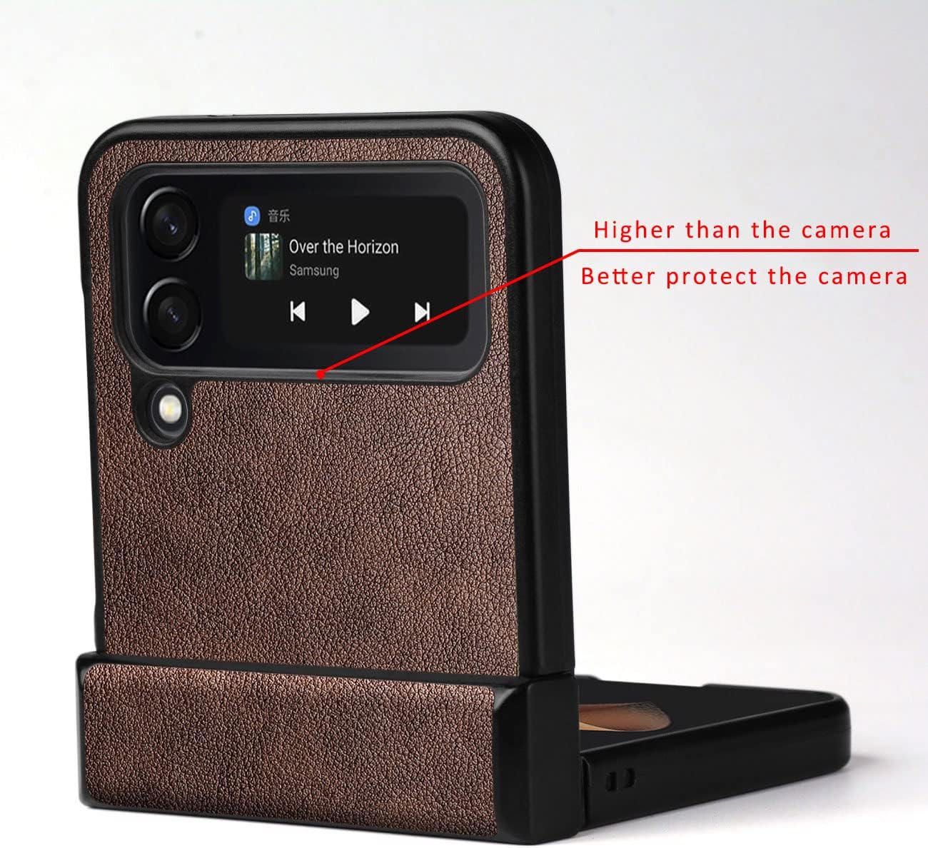 for Samsung Galaxy Z Flip 4 Case, Premium Leather Phone Cover Retro Design Full Protective Case for Samsung Galaxy Z Flip 4 Flip4 5G (Coffee)