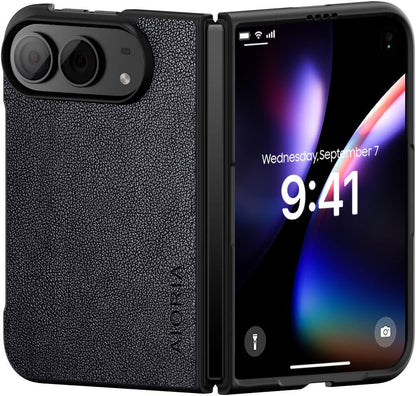 AIORIA for iPhone Duo Case Premium Leather Cover Retro Design Full Protective Case (Black, for iPhone Duo)