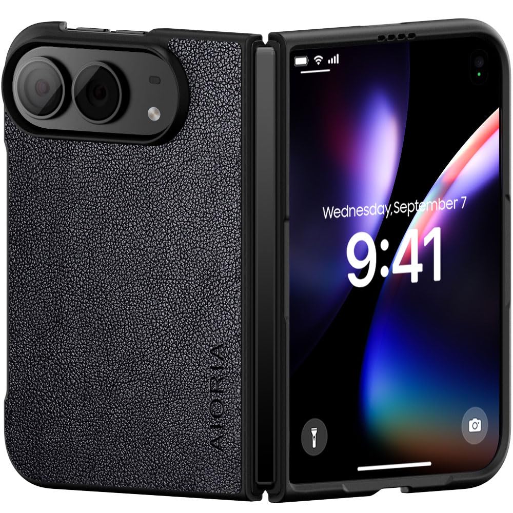 AIORIA for iPhone Duo Case Premium Leather Cover Retro Design Full Protective Case (Black, for iPhone Duo)