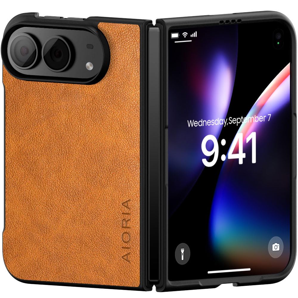 AIORIA for iPhone Duo Case Premium Leather Cover Retro Design Full Protective Case (Black, for iPhone Duo)