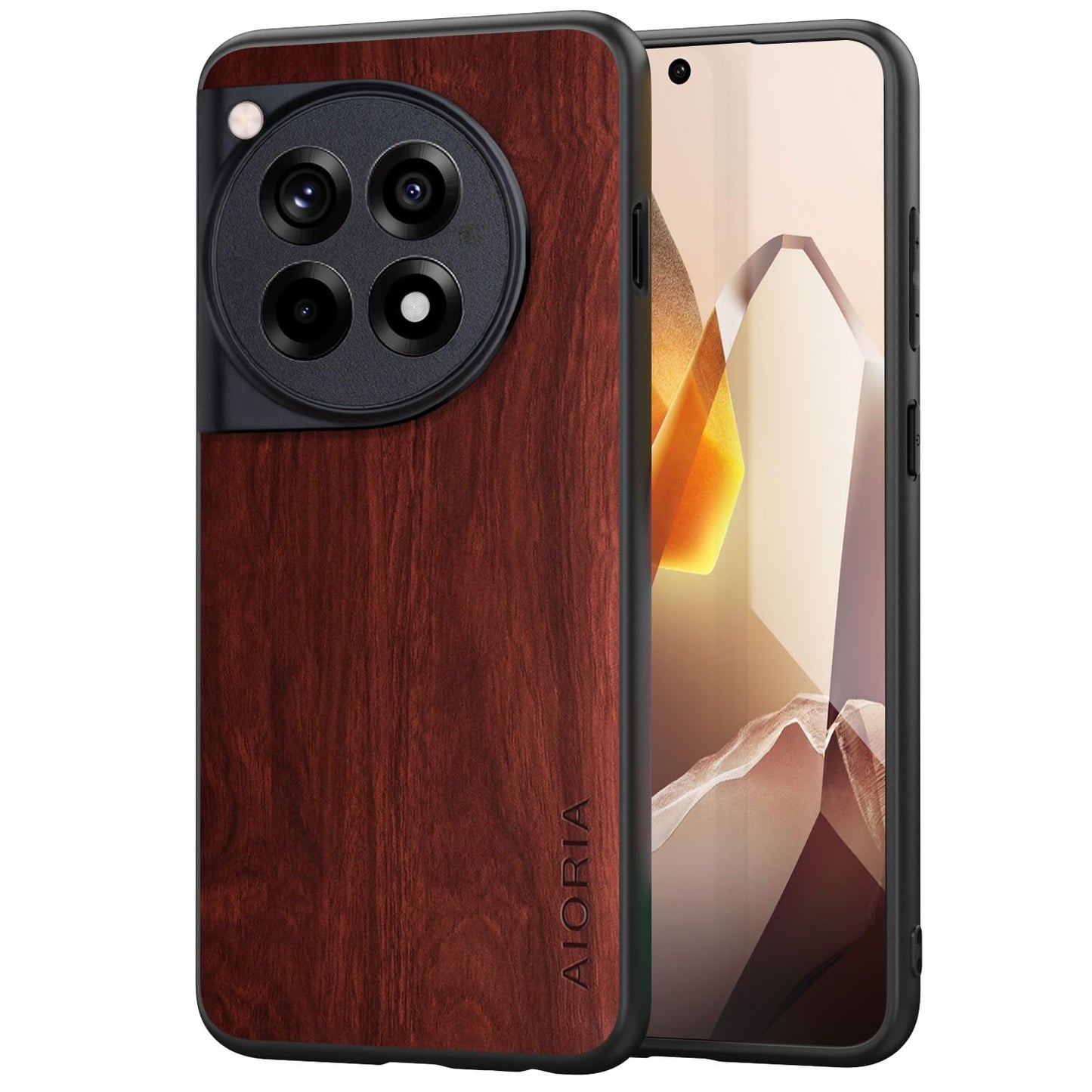 Case for OnePlus 13 5G funda Bamboo Wood Pattern PU Leather Back Cover for oneplus 13 case (Brown, OnePlus 13)