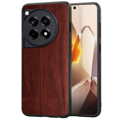 Case for OnePlus 13 5G funda Bamboo Wood Pattern PU Leather Back Cover for oneplus 13 case (Brown, OnePlus 13)