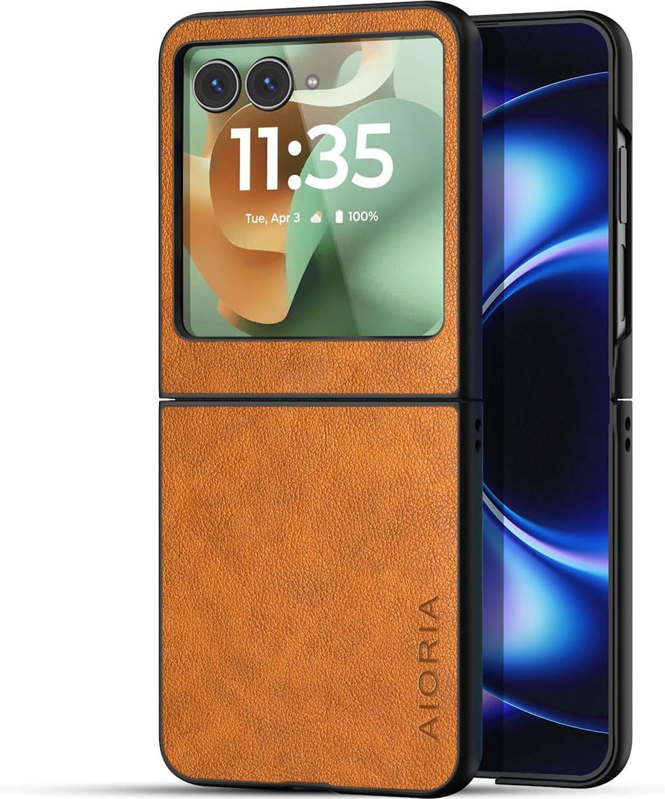 AIORIA for Motorola Razr Ultra 2026 Case Compatible Motorola Razr Ultra 2025 Case Premium Leather Cover Retro Design Full Protective Case (Coffee, for Razr Ultra 2026/2025)
