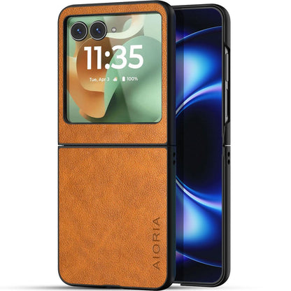 AIORIA for Motorola Razr Ultra 2026 Case Compatible Motorola Razr Ultra 2025 Case Premium Leather Cover Retro Design Full Protective Case (Coffee, for Razr Ultra 2026/2025)