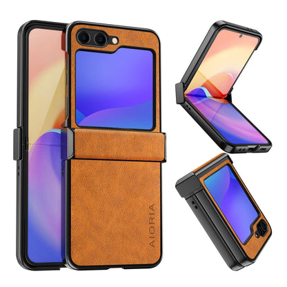 AIORIA for Samsung Galaxy Z Flip 8 Case Premium Leather Cover Retro Design Full Protective Case (Black, for Galaxy Z Flip8)
