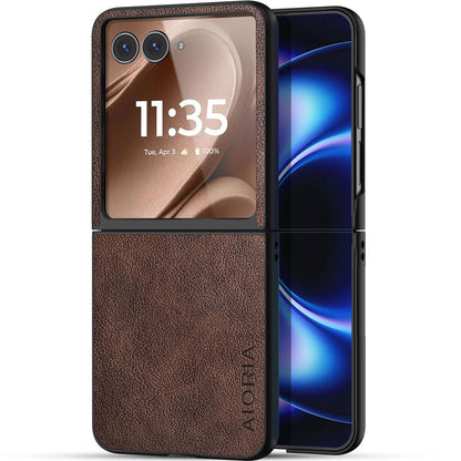 AIORIA for Motorola Razr Ultra 2026 Case Compatible Motorola Razr Ultra 2025 Case Premium Leather Cover Retro Design Full Protective Case (Coffee, for Razr Ultra 2026/2025)