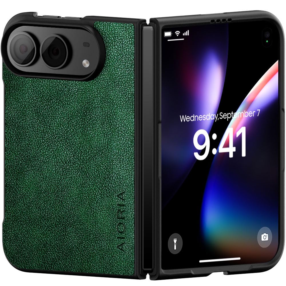 AIORIA for iPhone Duo Case Premium Leather Cover Retro Design Full Protective Case (Black, for iPhone Duo)