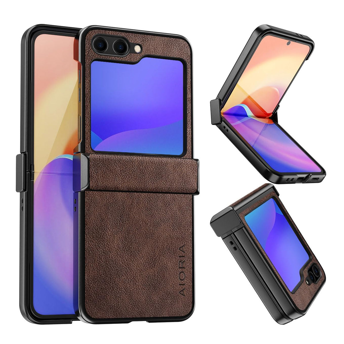 AIORIA for Samsung Galaxy Z Flip 8 Case Premium Leather Cover Retro Design Full Protective Case (Black, for Galaxy Z Flip8)