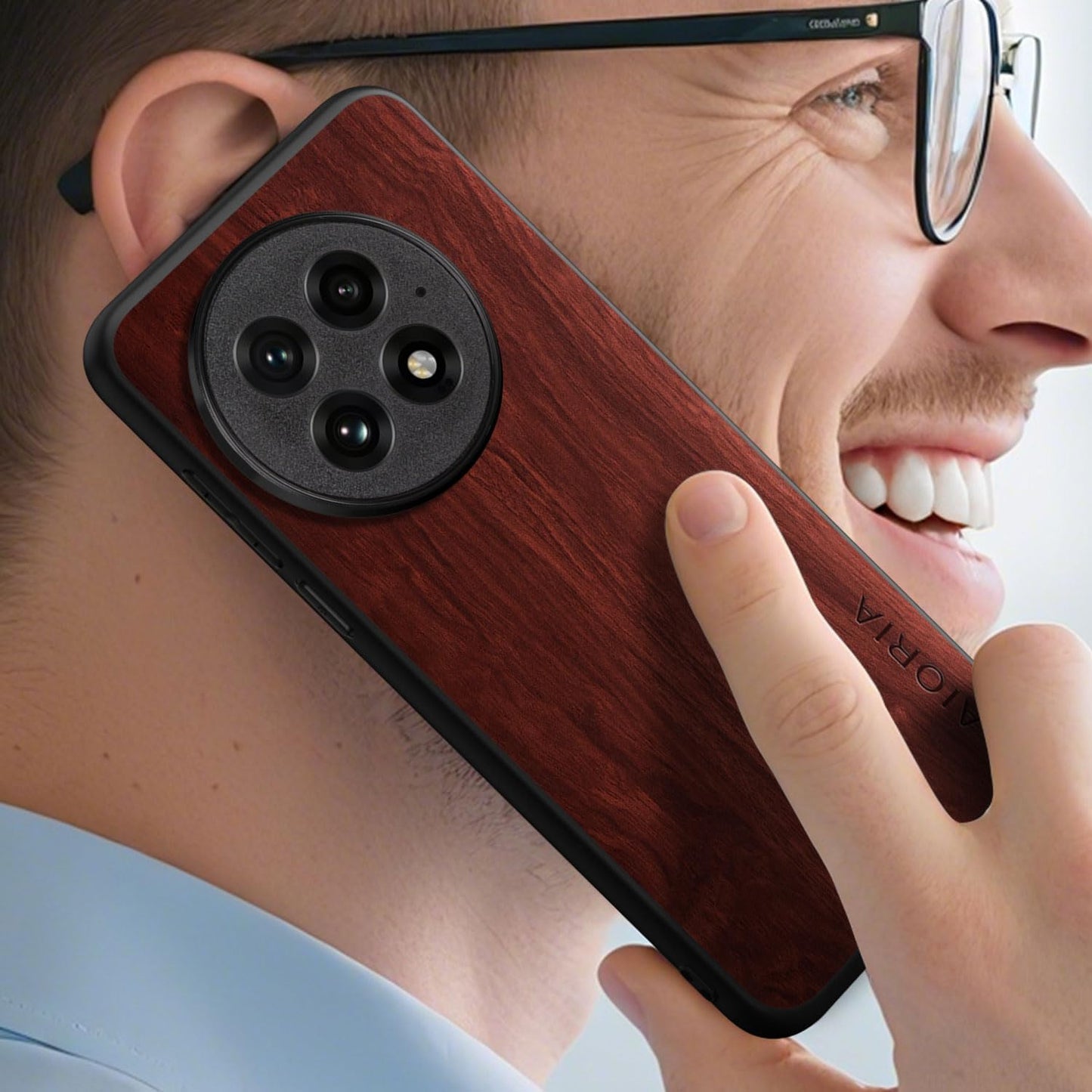 Case for OnePlus 13 5G funda Bamboo Wood Pattern PU Leather Back Cover for oneplus 13 case (Brown, OnePlus 13)