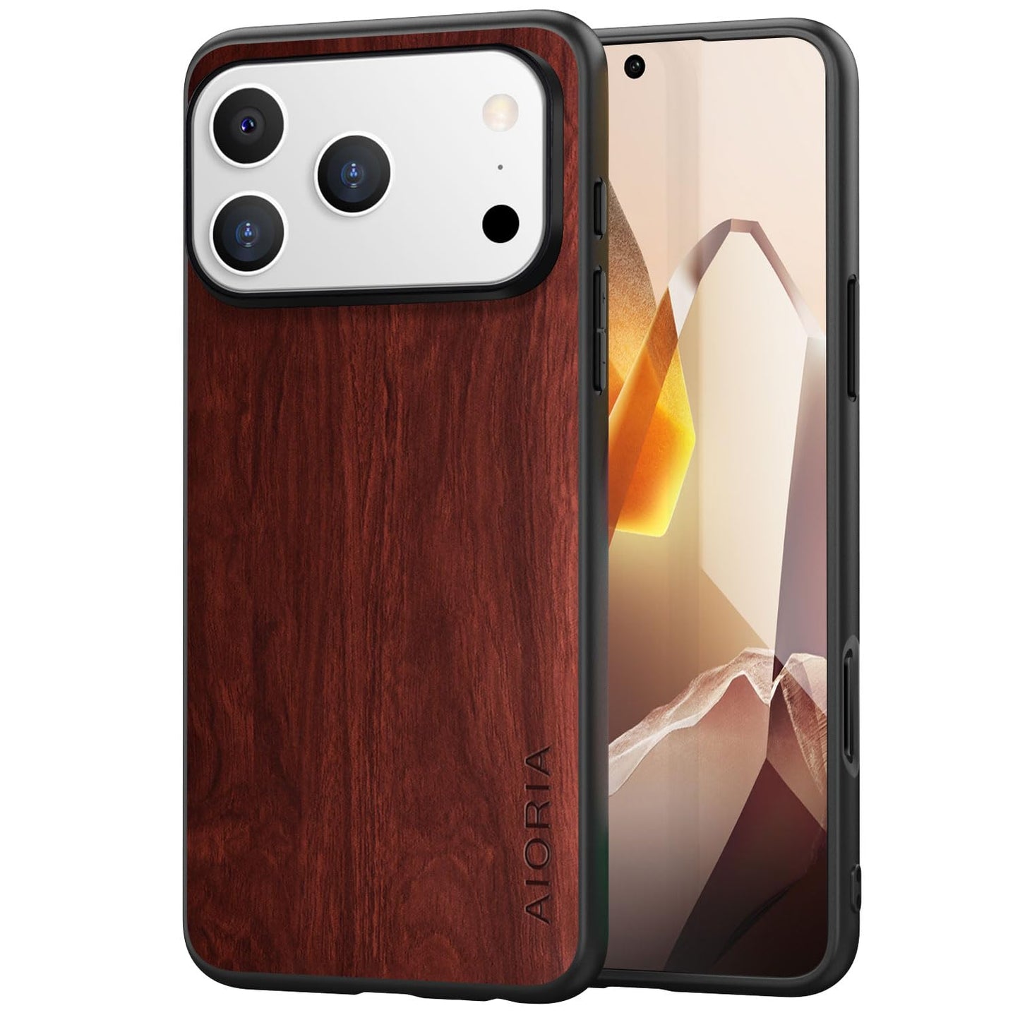 Case for iPhone 17 Pro 5G funda Bamboo Wood Pattern PU Leather Back Cover for iphone17 pro case (White, iPhone 17 Pro)