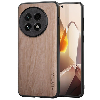 Case for OnePlus 13 5G funda Bamboo Wood Pattern PU Leather Back Cover for oneplus 13 case (Brown, OnePlus 13)