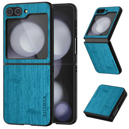 case for Samsung Galaxy Z Flip 5 6 7 Imitation Bamboo Pattern PU Leather Phone Case Protective Cover