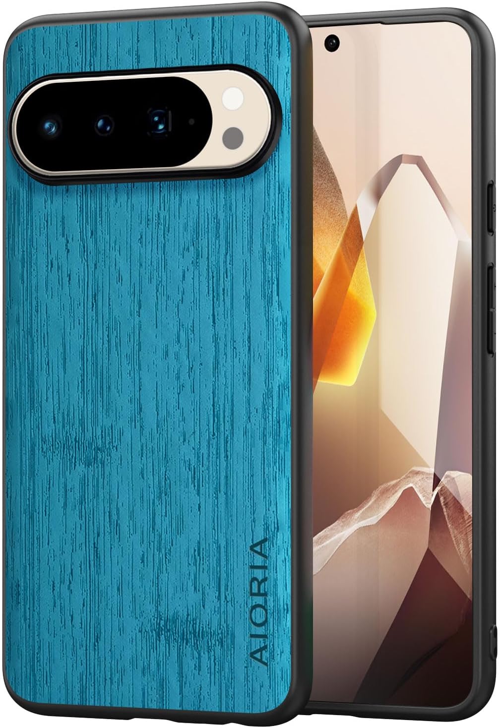 Case for Google Pixel 10 Pro XL Imitation Bamboo Pattern PU Leather Design Phone Case Protective Cover (Cyan, for Pixel 10 Pro XL)