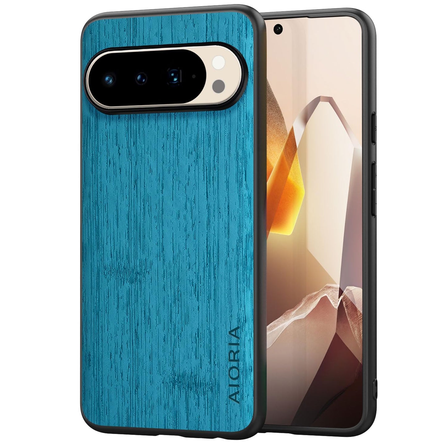 Case for Google Pixel 10 Pro XL Imitation Bamboo Pattern PU Leather Design Phone Case Protective Cover (Cyan, for Pixel 10 Pro XL)