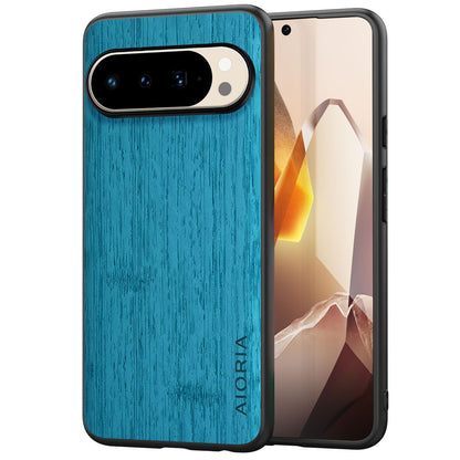 Case for Google Pixel 10 Pro XL Imitation Bamboo Pattern PU Leather Design Phone Case Protective Cover (Cyan, for Pixel 10 Pro XL)