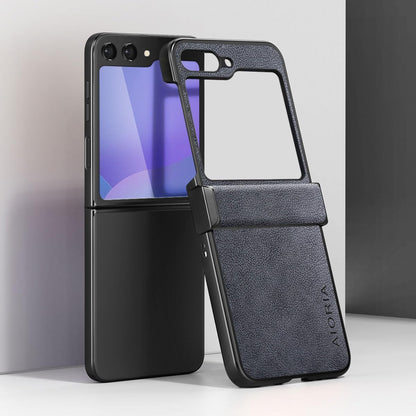 for Samsung Galaxy Z Flip 6 Case, Premium Leather Phone Cover Retro Design Full Protective Case for Samsung Galaxy Z Flip 6 Flip6 5G (Gray, Z Flip 6)